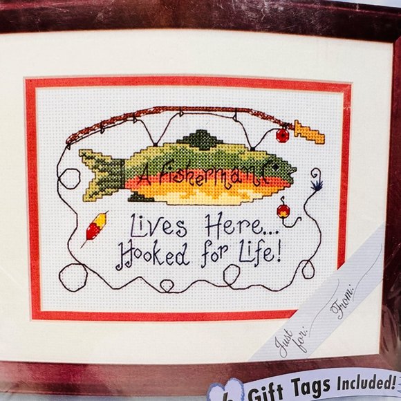 Bucilla Expressions Cross Stitch Kit "Fisherman"  - 7" x 5" - Vintage NOS - Picture 2 of 5